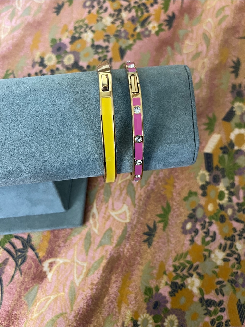 kate spade Yellow and Pink Enamel Hinged Bangle Duo